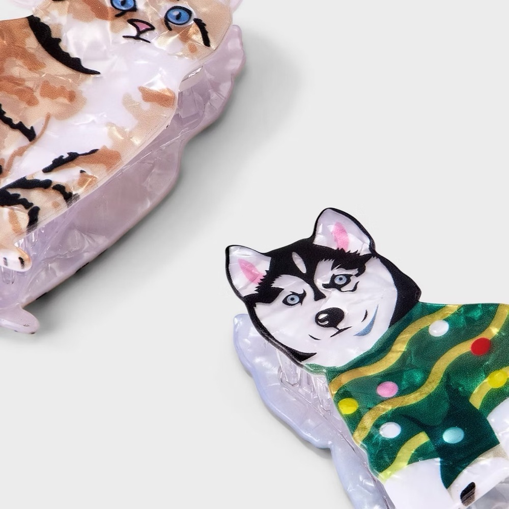 2pk nwt Christmas Cat and Dog Claw Clip Set - Picture 2 of 2